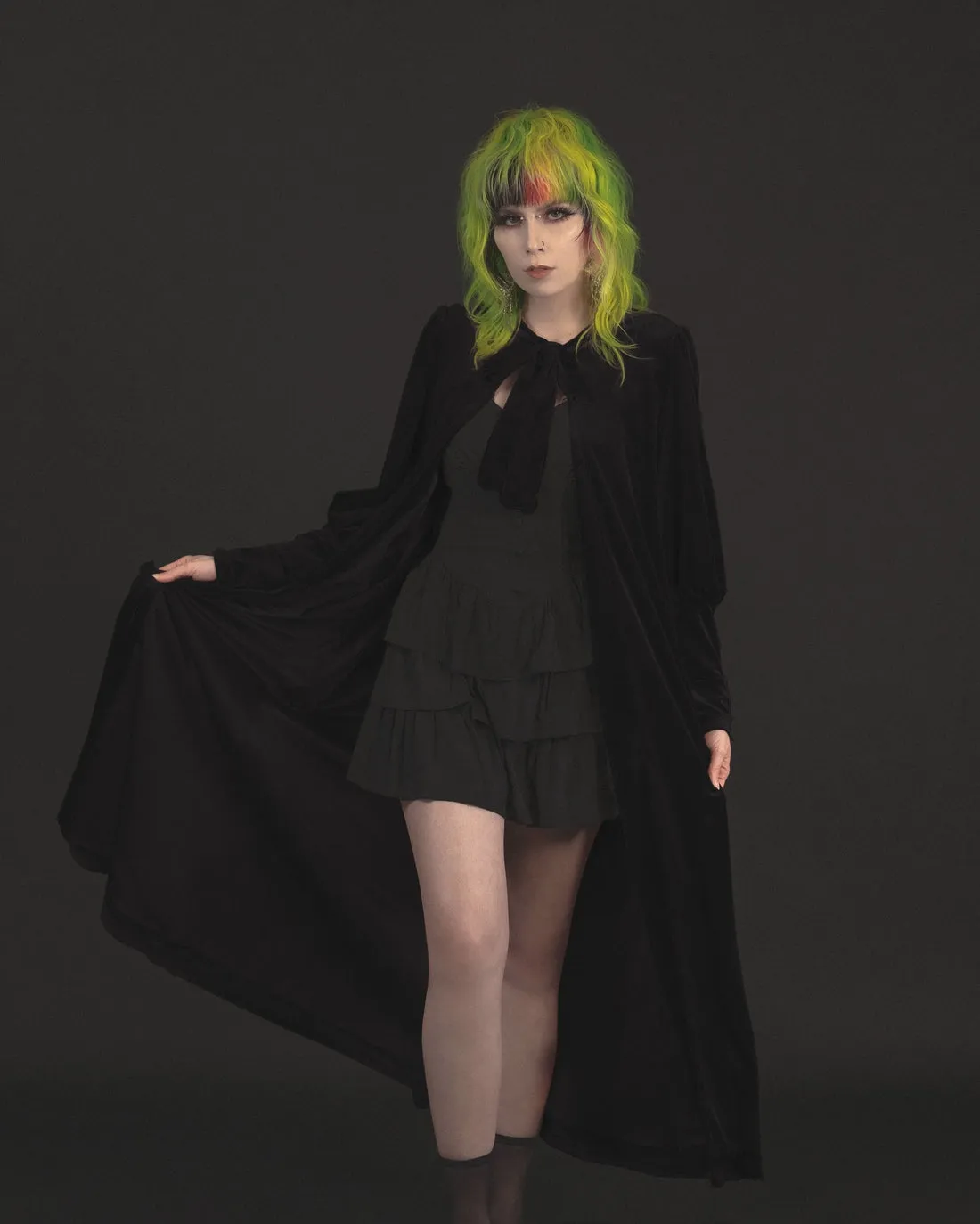 Morticia Black Velvet Duster by Lively Ghosts