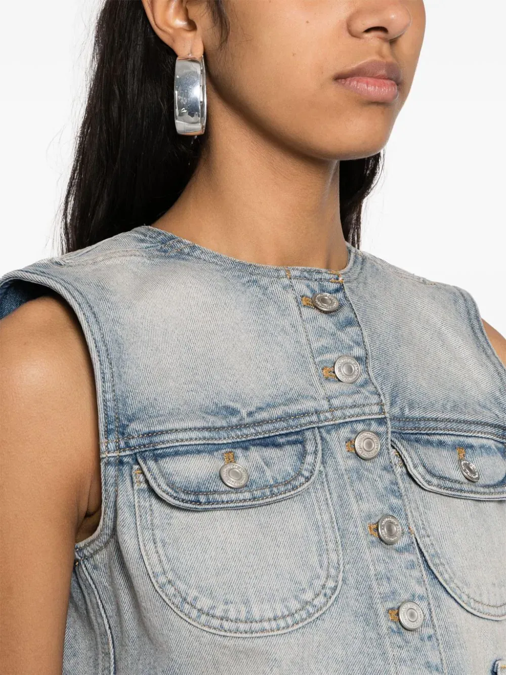 Multiflex Blue Denim Cropped Vest