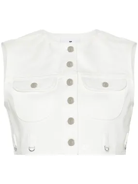 Multiflex White Denim Cropped Vest