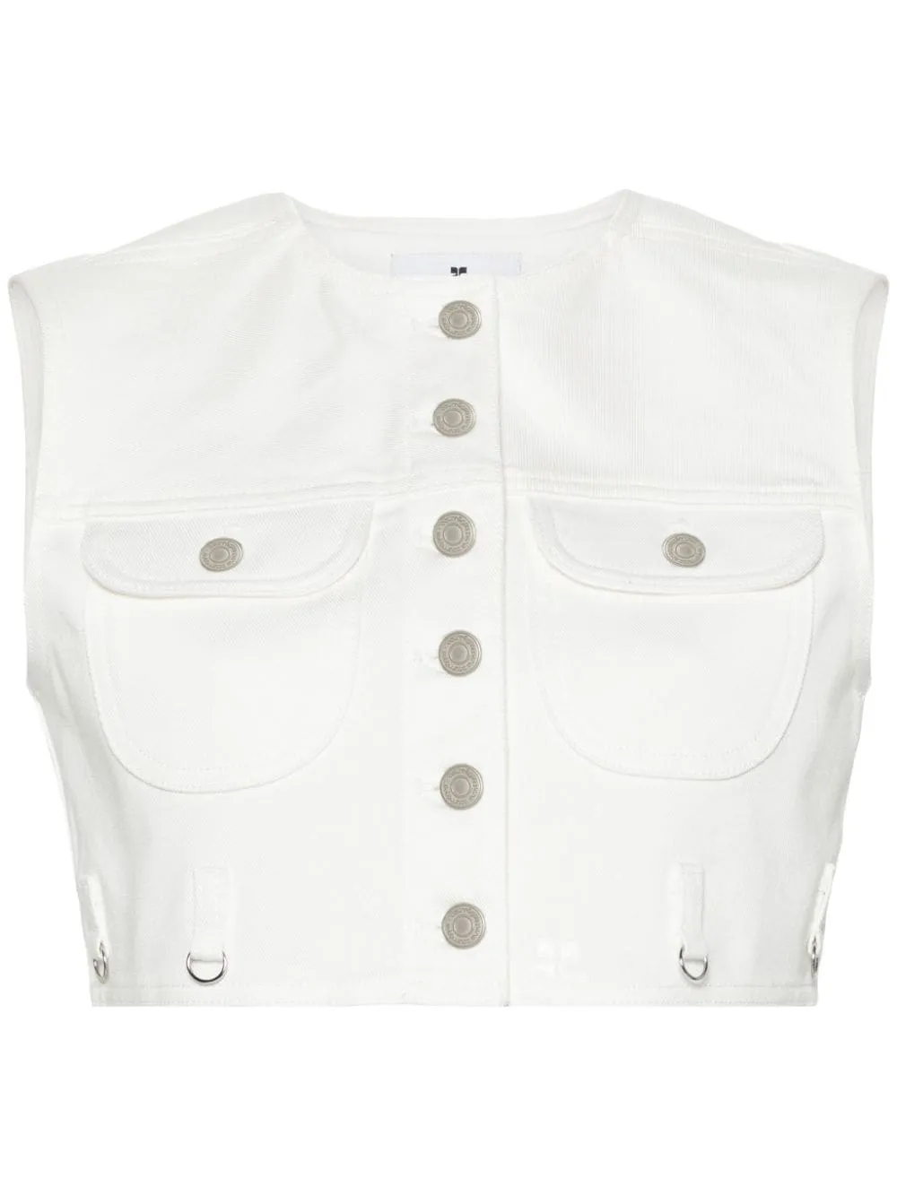 Multiflex White Denim Cropped Vest