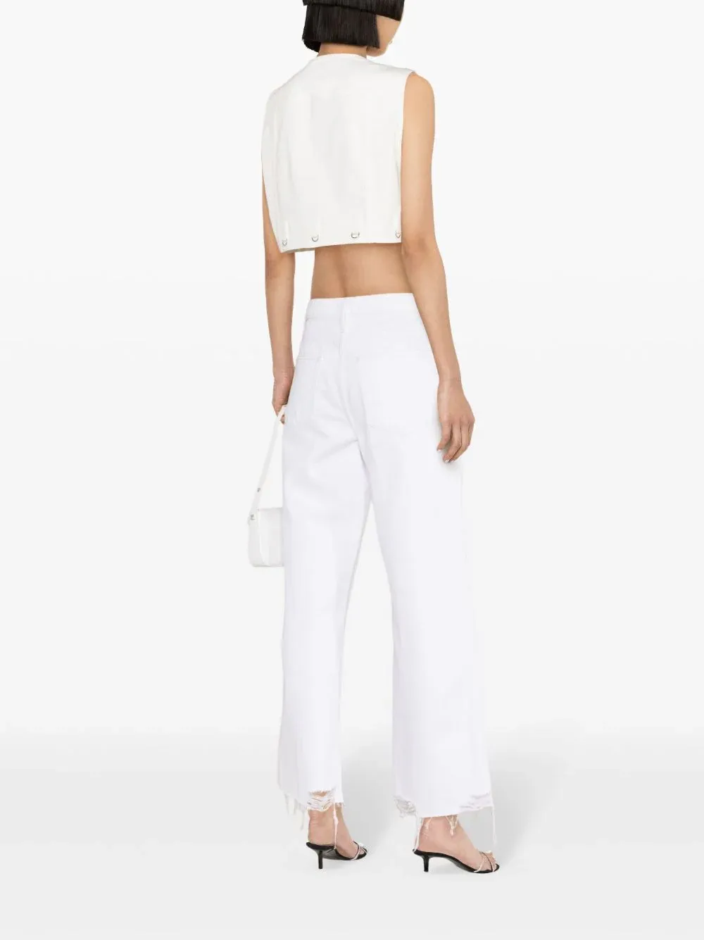 Multiflex White Denim Cropped Vest