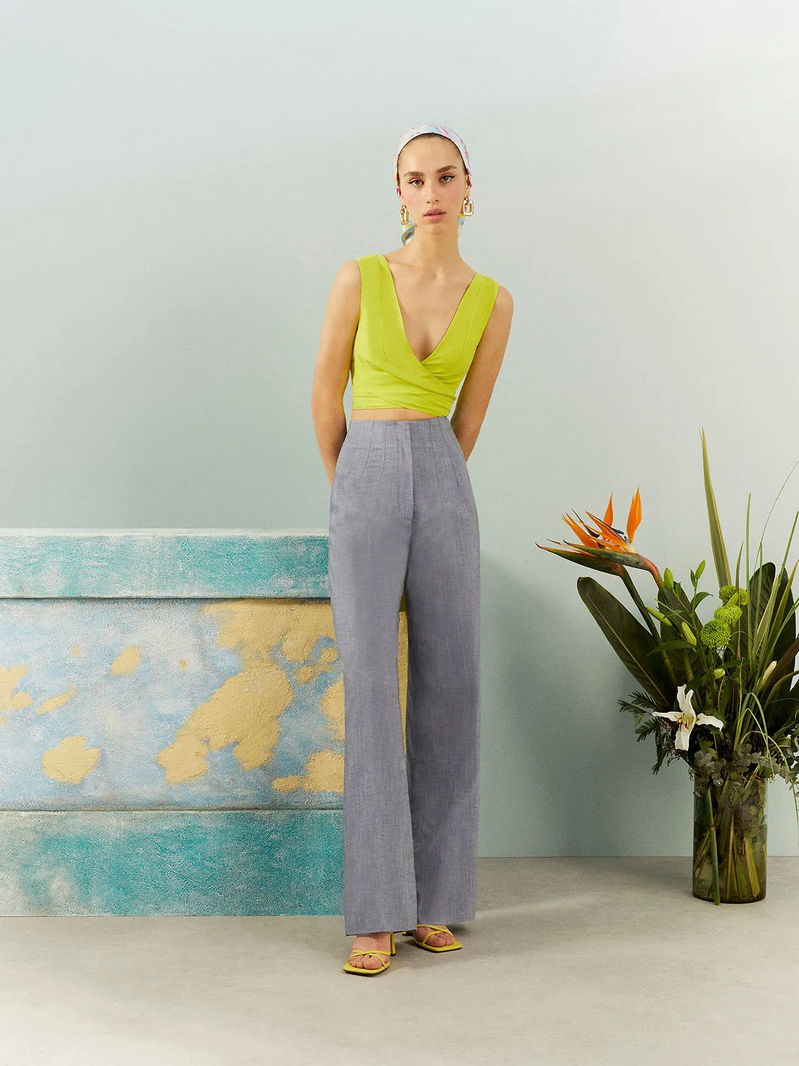 Nocturne High-Waisted Wide Leg Pants Blue