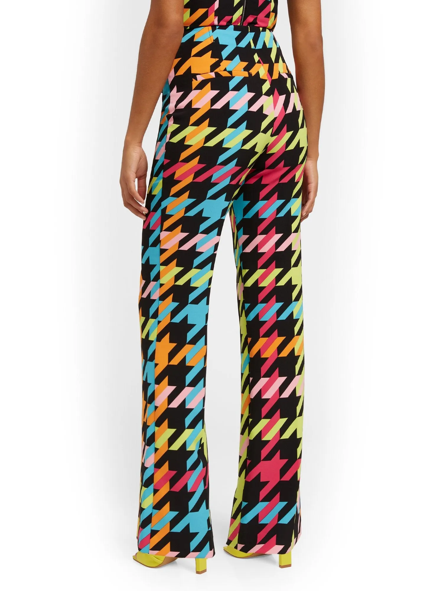 Petite Houndstooth Wide-Leg Pant