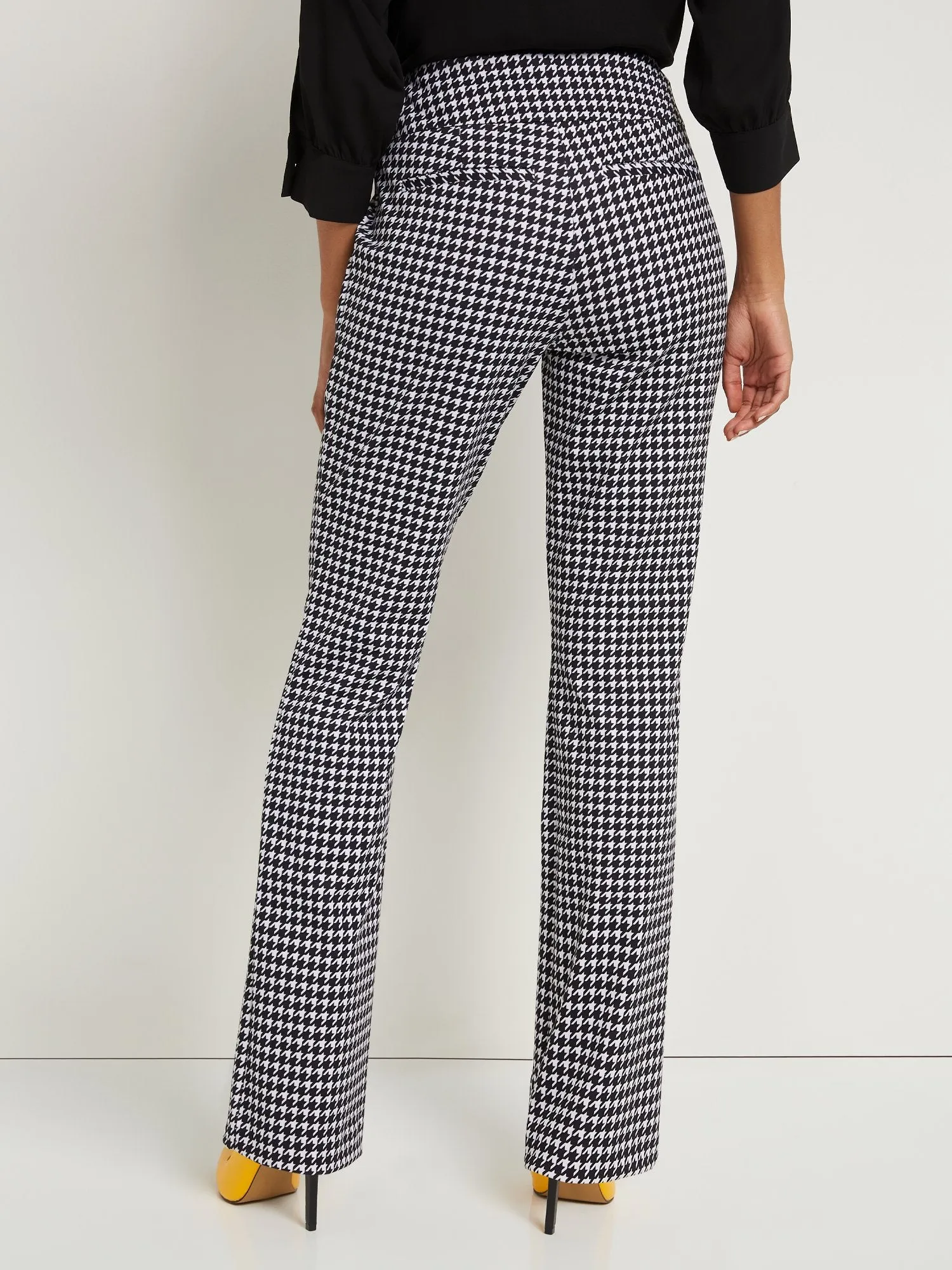 Pull-On Mid-Rise Houndstooth Bootcut Ponte Pant - Superflex