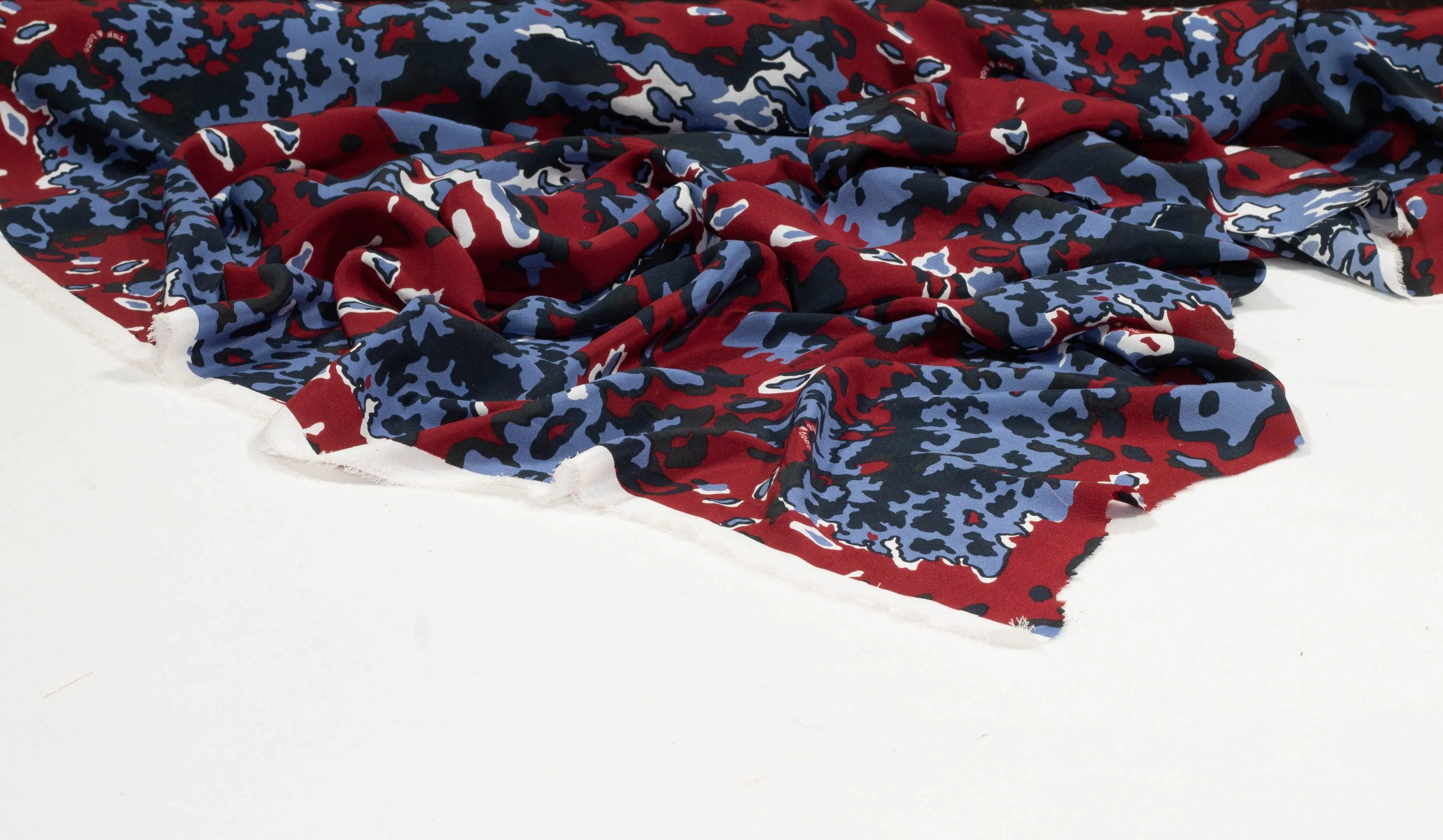 Rag & Bone - Navy and Red Abstract Silk Crepe De Chine