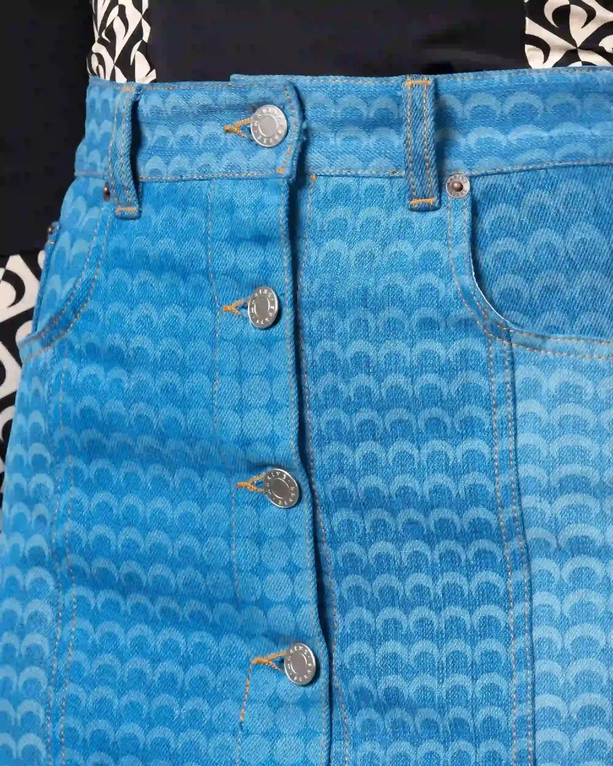 Regenerated Denim Moonfishskin Skirt