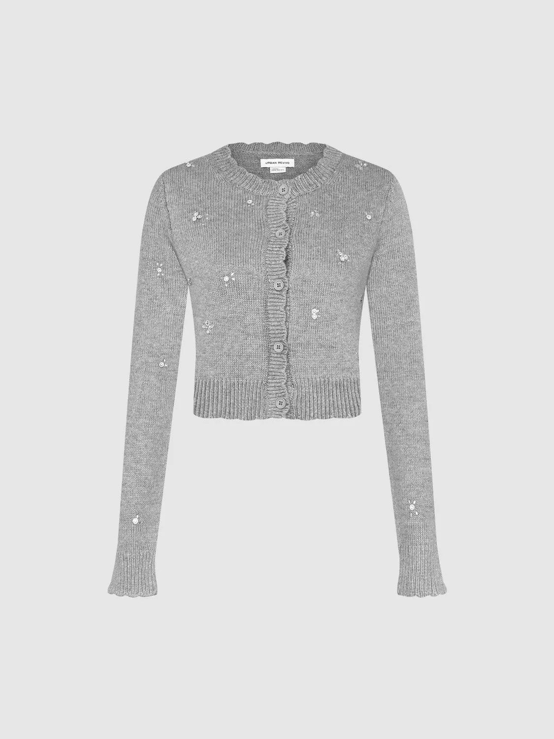 Rhinestone Cropped Knitted Cardigans