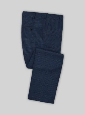 Scabal Omiero Houndstooth Blue Wool Pants