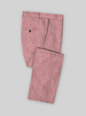 Solbiati Wine Houndstooth Linen Pants