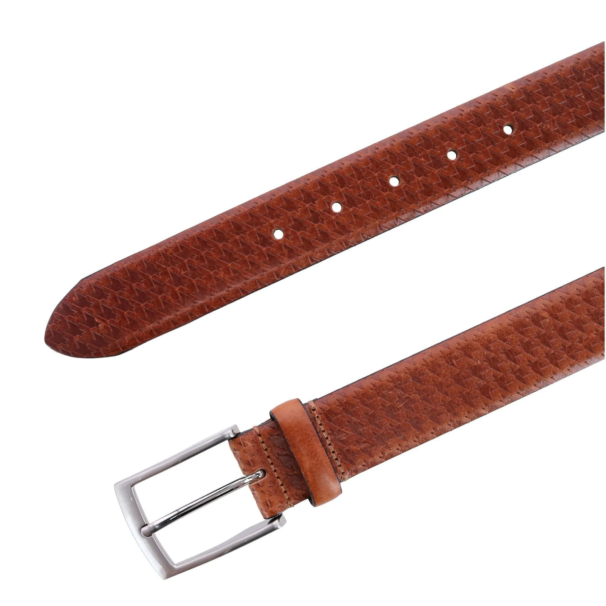 Trafalgar Men's Watson Houndstooth Embossed Leather Belt