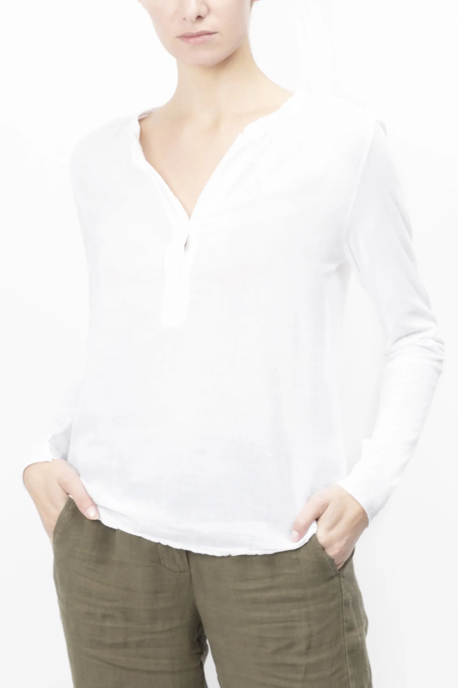 V-neck Cotton Blouse