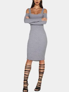 Wholesale Grey Long Sleeve Backless Dresses