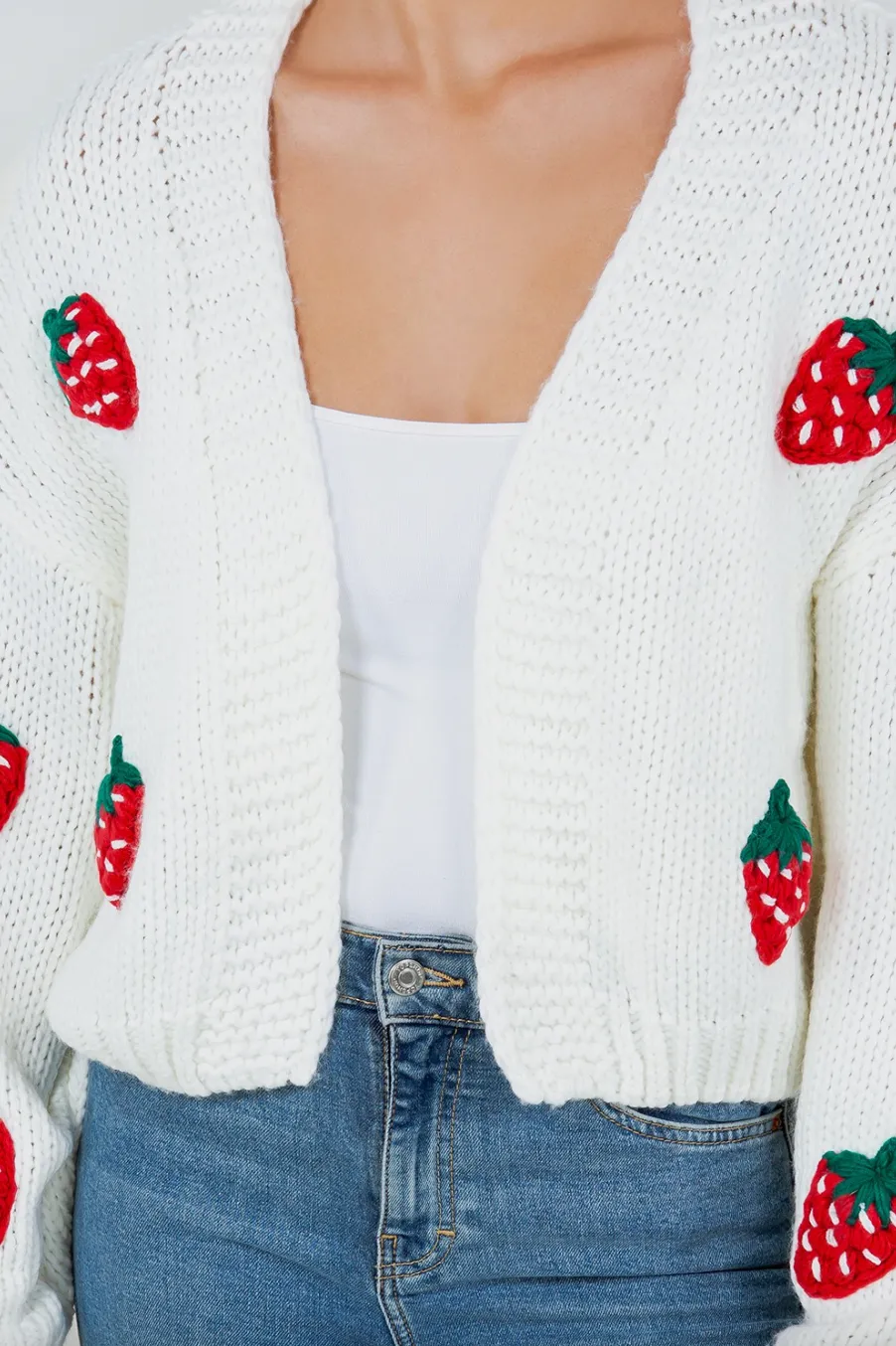 yuna strawberry open cardi