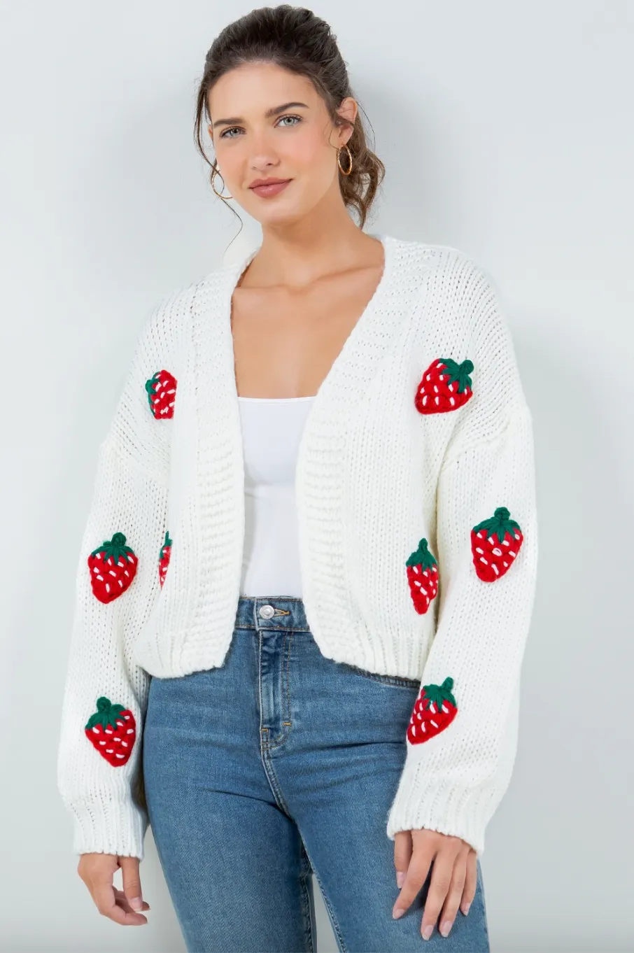 yuna strawberry open cardi