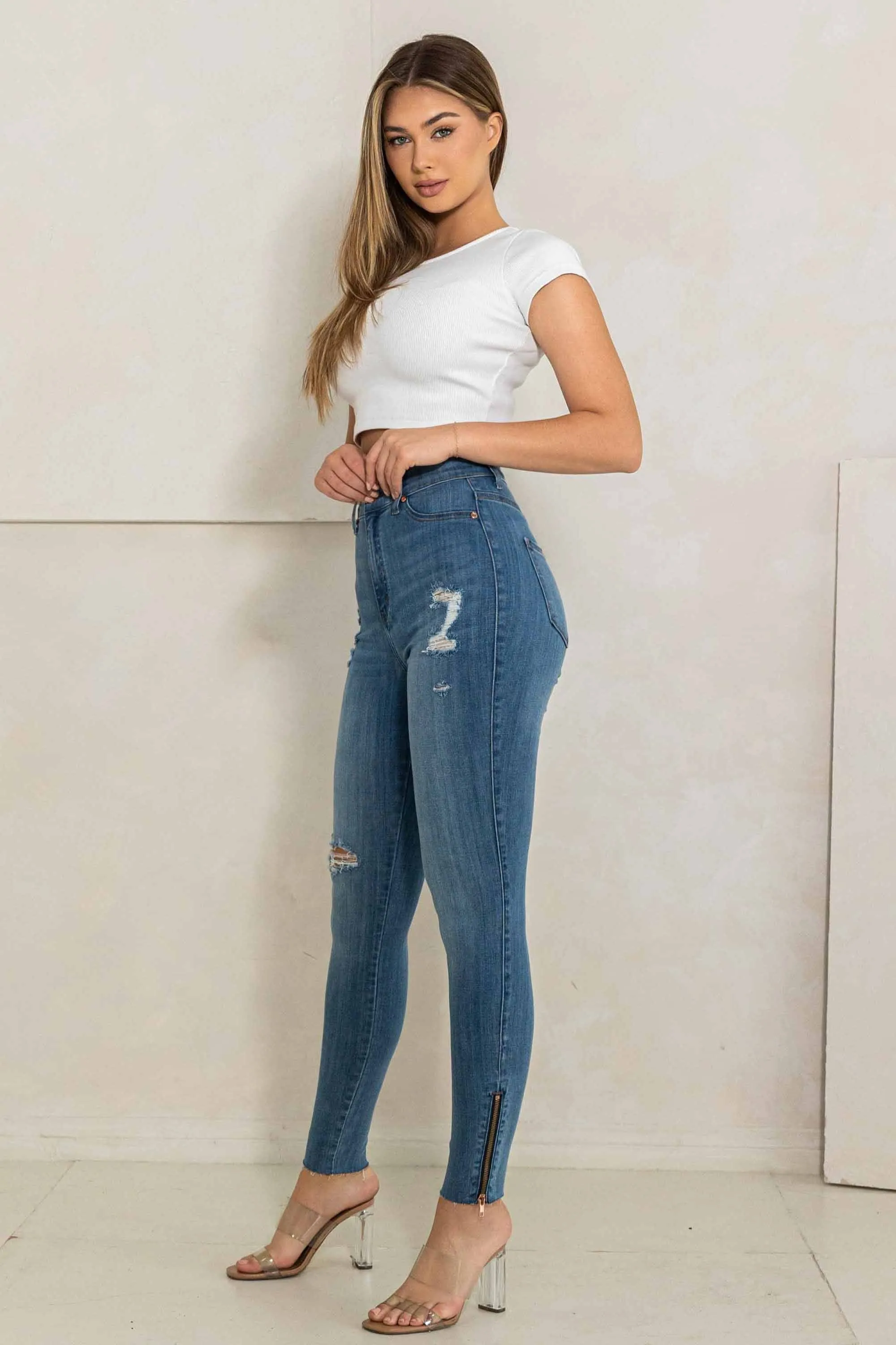 Zip Skinny Jeans